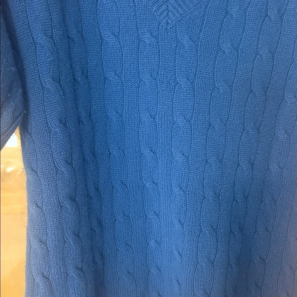 Ralph Lauren Cobalt Blue V-Neck Sweater cashmere cable sweater - Picture 4 of 7